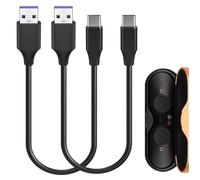 Geekria Câble de charge rapide tressé pour écouteurs de type C, compatible avec le chargeur Sony LinkBuds S LinkBuds WF-LS900N WF-L900, USB-A vers USB-C (lot de 2)