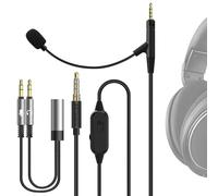 GEEKRIA Câble micro Boom compatible avec Sennheiser HD 620S/599/598/505, jack 2,5 mm, câble de remplacement tressé en nylon avec micro Boom et contrôle volume/silence pour gaming & réunions (5,6 ft)