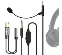 GEEKRIA Câble pour casque avec micro-boum, compatible avec Bose QC Ultra II/SE/45, 700, prise jack 2,5 mm, câble de remplacement en nylon tressé avec micro-boum pour jeux & réunions (5,6 ft)