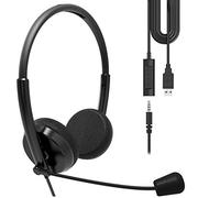 Geekria Casque USB avec Micro et Option Mute, Casque Filaire pour PC, Ordinateur Portable, Tablette, Ordinateur avec Microphone antibruit, Confort pour réunions, Centre d'appel, école