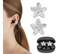 Geekria Charms Cristal Flocon de Neige, Accessoires Bijoux pour écouteurs à Pince compatibles avec Huawei FreeClip 2, TOZO OpenEarRing, SHOKZ OpenDots One (Argent)