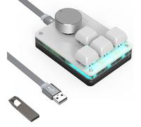 Geekria Clavier mécanique Gaming Une Main USB Mini 4 Touches + molette, macros 3 Couches Personnalisables, Fonction OSU Micro, RGB, Silencieux, switchs Rouges, Windows XP/7/8/10/11 & Mac