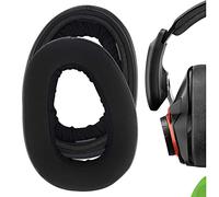 Geekria Comfort Velours hybride Oreillettes de Remplacement pour Sennheiser GSP 600, GSP 670, GSP 500 Professional Gaming Casque Coussinets d'oreille Coussins, Pièces de réparation d'oreillettes(Noir)