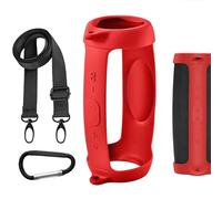 Geekria Coque de Protection en Silicone pour Haut-Parleur, Compatible avec JBL Charge 5, Charge 4, imperméable et Souple, pour Haut-parleurs Bluetooth de Rechange avec Crochet Porte-clés (Rouge)