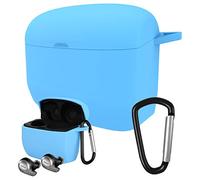Geekria Coque en silicone compatible avec les écouteurs sans fil Jabra Elite Active 65t True sans fil, peau de protection avec crochet porte-clés (bleu)