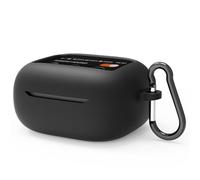 Geekria Coque en silicone compatible avec les écouteurs sans fil JBL Live Flex 3 True - Coque de protection pour écouteurs avec crochet porte-clés, port de charge accessible, LED avant visible (noir)