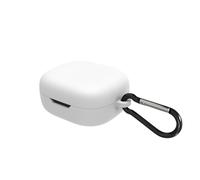 Geekria Coque en silicone compatible avec les écouteurs sans fil JBL Wave 300TWS True Wireless,coque de protection pour écouteurs avec crochet porte-clés,prise en charge du chargement sans fil (blanc)