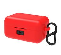 Geekria Coque en silicone compatible avec les écouteurs sans fil Sennheiser Momentum 3 True - Coque de protection avec crochet porte-clés - Port de charge accessible (rouge)