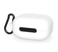 Geekria Coque en silicone compatible avec les écouteurs sans fil Soundcore by Anker C40i, coque de protection pour écouteurs avec crochet porte-clés, port de charge accessible (blanc)