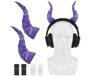Geekria Corne de Diable pour Casque imprimées en 3D, Bandeau réglable Accessoire Cosplay pour Casques Supra-Auriculaires, Compatible avec Beats Solo 4, Sennheiser HD 400U et Plus (Violet)
