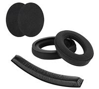 Geekria Coussinet d’Oreille en Velours Lamy + Coussinet de Serre-tête en Cuir synthétique Compatible avec Sennheiser HD380 Pro, HD380, PC350, Game Zero, pièces de réparation (Noir)