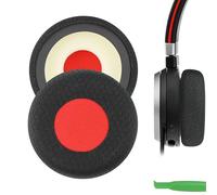 Geekria Coussinets de rechange confortables en maille pour casque Jabra Evolve 65UC/65MS/ 40UC/40MS/ 30US/30II/20SE/20UC/20MS, noir + rouge