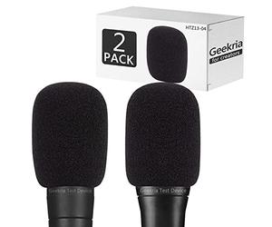 Geekria Creators Lot de 2 Pare-brises en Mousse compatibles avec Shure SM48, SM58LC, Beta 57A, Beta 58A pour Microphone Anti-Pop Protection Contre Le Vent, Filtre en Mousse éponge (Noir/Lot de 2)