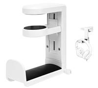 Geekria Crochet pour Casque sous Le Bureau pivotant 360°, Support de Bureau réglable, Porte-Casque Gaming Gain de Place Compatible avec Sony, Bose, AKG, Sennheiser (Blanc)