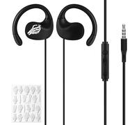 Geekria Écouteurs de sport de 3,5 mm avec kit d'autocollants à monter soi-même, écouteurs filaires avec crochet d'oreille pour l'oreille, ajustement sûr, résistant à la transpiration pour la course