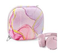 Geekria Étui pour Casque Supra-auriculaire Nova Compatible avec Les JBL Tune 510BT, 570BT, 520BT, 670NC, 560BT, Coque Rigide de Remplacement avec Rangement pour câbles (marbre Rose)
