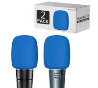 Geekria for Creators Bonnet de Microphone en Mousse, Compatible avec Shure MV7, SM58LC, Beta 57A, Beta 58A, PGA48, PGA58, Anti-Pop Micro, Pare-Vent, Filtre en Mousse (Bleu/Pack de 2)