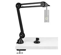 Geekria for Creators Bras de Microphone Compatible avec Razer Seiren X, Mini, Elite, Emote, Micro Boom Arm Mount Adaptateur avec Bride de Table, Support de Suspension, Support de Montage de Bureau