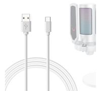 Geekria For Creators Câble de microphone type C vers USB A, 2 m, compatible avec FIFINE AmpliGame A6, HyperX QuadCast S, SoloCast, Logitech G Yeti GX, TONOR TC30 (blanc)