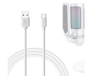 Geekria For Creators Câble de microphone type C vers USB A, 2 m, compatible avec FIFINE AmpliGame A6, HyperX QuadCast S, SoloCast, Logitech G Yeti GX, TONOR TC30 (blanc)