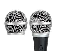Geekria for Creators Lot de 2 grilles de rechange pour microphone Shure PG48, PGX2, BLX288, PG24, tête sphérique en maille, pièces capsules (argenté)