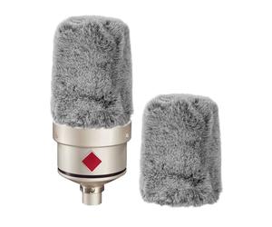 Geekria For Creators Lot de 2 housses de pare-brise en fourrure compatibles avec Sennheiser MK 4, MK 8, TLM 49 Mic DeadCat Wind Cover Muff, Windbuster, Couverture en peluche (gris)