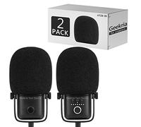 Geekria for Creators Lot de 2 pare-brises en mousse anti-pop compatibles avec Elgato Wave : 1, Wave : 3 pour microphone, filtre en mousse éponge (noir)