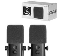 Geekria for Creators Lot de 2 Pare-brises en Mousse Anti-Pop compatibles avec Microphone Fifine AmpliGame AM8, Filtre en éponge, Pare-Brise de Micro floqué (Gris)