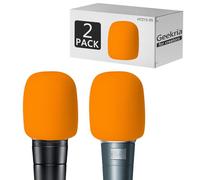 Geekria for Creators Lot de 2 pare-brises en mousse compatibles avec Shure MV7, BETA 57A, BETA 58A, PGA48-QTR Microphone Anti-pop Pare-vent Micro, Filtre en mousse éponge (Orange)