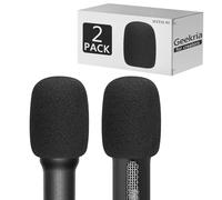 Geekria for Creators Lot de 2 pare-vent en mousse pour microphones de 8 mm de diamètre, housse en mousse anti-pop pour micro, filtre en mousse éponge compatible avec Sennheiser ME 2, ME 2-II (noir)
