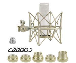 Geekria for Creators Microphone Shock Mount Compatible avec Rode NT1-A, NT2-A, NT1000, NT2000, NTK, Procaster, K2, Mic Anti-Vibration Suspension Adapter Clamp Mic Holder Clip (Champagne/Metal)