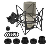 Geekria for Creators Support antichoc pour microphone compatible avec MXL 770, 990, R77, TEMPO, V67G, 2006, R144 Adaptateur de suspension anti-vibration Clip de support de micro (noir/métal)