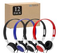 GEEKRIA Lot de 12 casques filaires pour salle de classe, écouteurs supra-auriculaires réglables, casque pour enfants pour écoles, étudiants, bibliothèques, laboratoires informatiques, centres de test