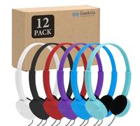 GEEKRIA Lot de 12 écouteurs filaires pour salle de classe, écouteurs supra-auriculaires réglables, casque pour enfants pour écoles, étudiants, bibliothèques, laboratoire informatique, centres de test