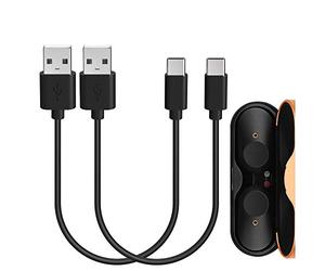 Geekria Lot de 2 câbles de charge courts pour écouteurs USB compatibles avec Sony WF-1000XM5 WF-1000XM4 LS900N LinkBuds INZONE Buds WF-H800, cordon de charge d'alimentation de rechange USB vers USB-C