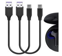GEEKRIA Lot de 2 câbles de charge rapide pour écouteurs USB compatibles avec LG Tone Free T90S, Tone Free T80 TWS, Tone-FP9, cordon de charge court USB vers USB-C (30 cm)