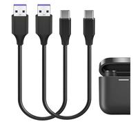 Geekria Lot de 2 câbles de charge rapide USB en cuir végétalien compatibles avec Bowers & Wilkins PI8 PI7 PI5 Px7 S2e Px8 Pi7 S2, câble de charge court USB vers USB-C (30 cm)