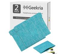 Geekria Lot de 2 Étuis pour Écouteurs Sport, Boîtier de Protection pour Écouteurs Fitness, Sac de Voyage in-Ear Compatible avec Apple EarPods, Jabra Sport Pulse, Plantronics Voyager Legend (Bleu)