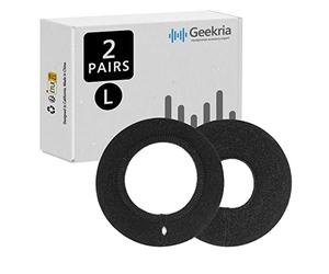 GEEKRIA Lot de 2 Housses d’Oreille en Tricot lavables, Protection Anti-Transpiration Extensible pour 4,1-6,2 Pouces (11-15 cm) Grands Casques Gaming Supra-Auriculaires (L/Noir Gris Fleur)