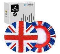 Geekria Lot de 2 Paires de protège-écouteurs hygiéniques lavables et Extensibles pour Casque Supra-auriculaire, Protection Anti-Transpiration pour Salle de Sport, Jeux (M/Drapeau de l'Angleterre)