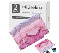 Geekria NOVA Étui de poche pour écouteurs, pièces de monnaie/écouteurs intra-auriculaires, pochette de protection universelle, pochette de rangement à bouton-pression, porte-monnaie (marbre rose)