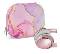 Geekria Nova Étui pour Casque Compatible avec Bose QC Ultra, QuietComfort 35 II, QC45, QC25, QCSE, étui de Transport de Voyage à Coque Rigide de Remplacement avec Rangement pour câble (marbre Rose)
