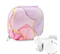 Geekria Nova Étui rigide de rechange pour écouteurs intra-auriculaires pliables, compatible avec casques AKG Y50BT, Y500, AKG Y45BT, Y400, Y40, Q460, N60NC (marbre rose)