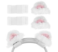 GEEKRIA Nova Sangle de Faisceau pour Casque + Fixation Oreilles de Chat Compatible avec Les écouteurs Bose, Sony,Skullcandy, Beats, Marshall, Installation Facile, Confortable et élégant(Blanc + Rose)