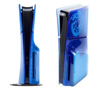 Geekria Plaques de protection transparentes compatibles avec PS5,5 Slim Disc Edition,coque de remplacement pour accessoires de jeu,panneaux latéraux de coque ABS résistants aux chocs(bleu transparent)