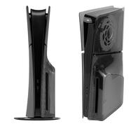 Geekria Plaques de Protection Transparentes compatibles avec PS5, 5 Slim Disc Edition, Coque de Remplacement pour Accessoires de Jeu avec évents de Ventilateur (Noir Transparent)