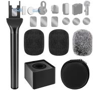 Geekria poignée de micro pour DJI Mic 2, support de microphone compatible avec Hollyland Lark M2S, micro-cravate Rode Wireless GO, magnétique avec 3 filtres anti-pop pour le vlogging et les reportages