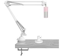 GEEKRIA pour créateurs Bras de Micro Compatible avec Razer Seiren V3 Chroma, V3 Mini, X Bras Boom Micro avec Support à Bride pour Table, Support Suspendu, Support de Bureau (Blanc)