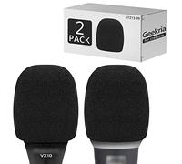 Geekria pour Creators Bonbonnet en Mousse pour micros de 1,6 Pouces, Housse Anti-Pop, bonnette Anti-Vent Micro, Filtre en éponge Compatible avec Bietrun WXM09, Behringer XM8500 (Noir/Lot de 2)