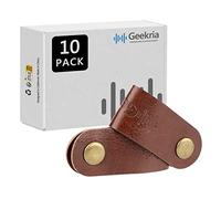Geekria Power Organizer Earphone Winder Cable Straps, Attaches de charge, USB Bandage, Clips pour casque, Support Rustic Management System en faux cuir fait main (10PCS)